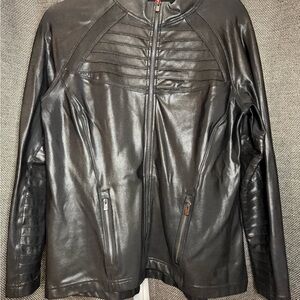 SPANX Men's Black Faux Leather Jacket